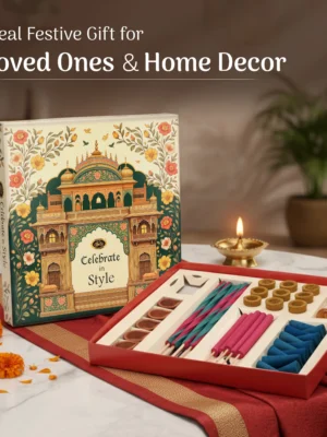 pure-celebrate-in-style-gift-box-with-puja-kit-for-spiritual-original-imahgwmheebz92zz Cycle Pure Fragrant Puja Kit Gift Box with Dhoop, Diyas, Cones & Ceramic Holder